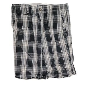 Mens BKE Gray Multicolor Plaid Standard Fit Cargo Shorts Size 30